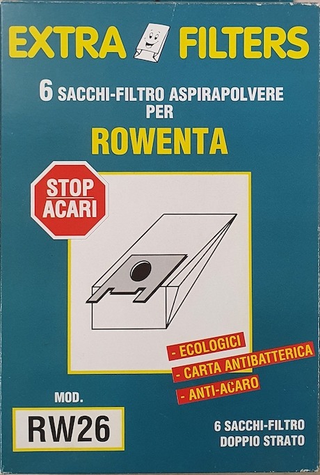 RW26Sacchetti carta ROWENTA Alto - Artec - Spongo cf. 6 pz