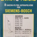 SI16*Sacchetti carta SIEMENS serie vr5 - Rapid/BOSCH serie BHS3-Modula cf. 8 pz cleantech